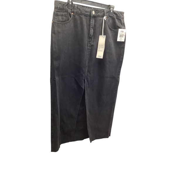YMI Size 13 Classic Long Black Denim With Front Slit. New With Tags. - Picture 3 of 7